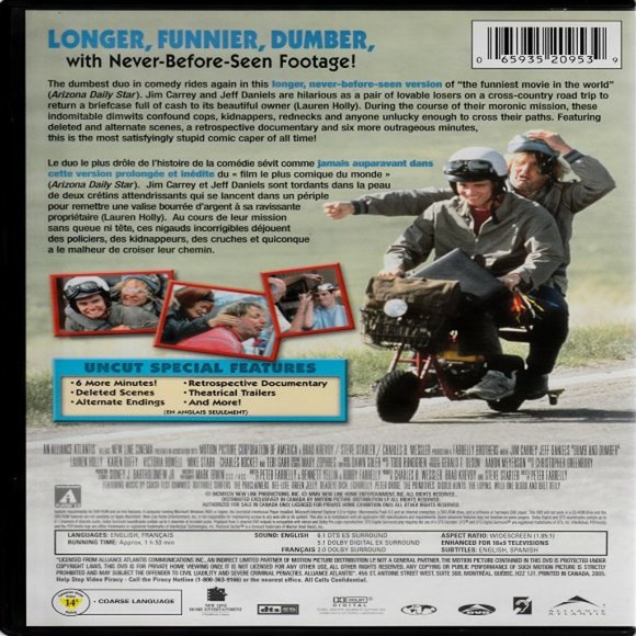 Dumb & Dumber DVD - 2005 Uncut Comedy Starring Jim Carrey & Jeff Daniels - Picture 2 of 2